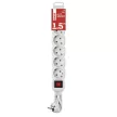 EMOS P1621R Hosszabbító 1,5 m / 6 aljzat / kapcsolós / fehér / PVC / 1,5 mm2