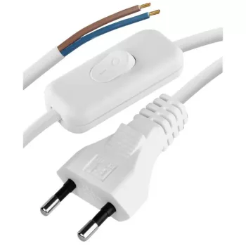   EMOS S08272 Szerelt vezeték kapcsolóval euro dugóval fehér 2x0,75 2m